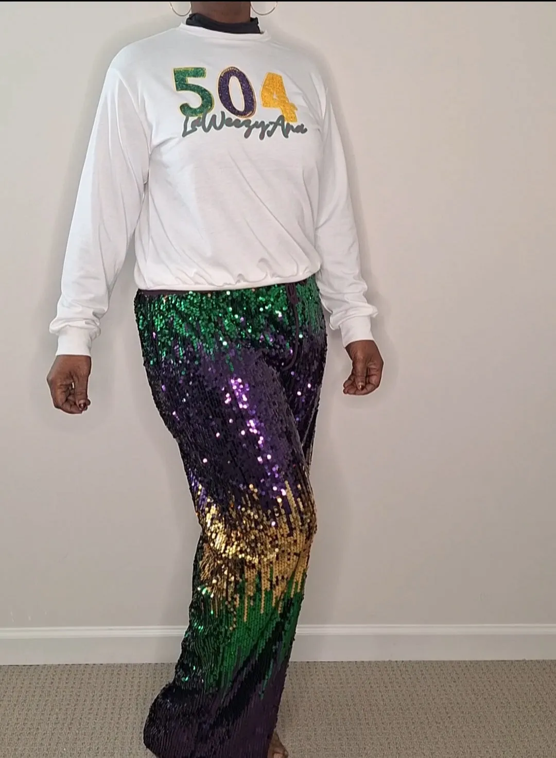 MARDI GRAS Jogger Sweatpants with Elastic Waist and Drawstring
