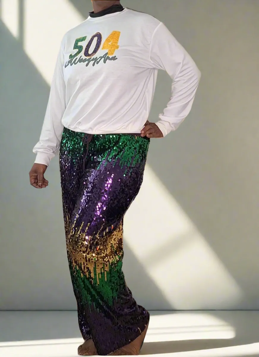 MARDI GRAS Jogger Sweatpants with Elastic Waist and Drawstring
