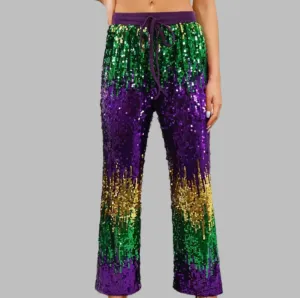 MARDI GRAS Jogger Sweatpants with Elastic Waist and Drawstring