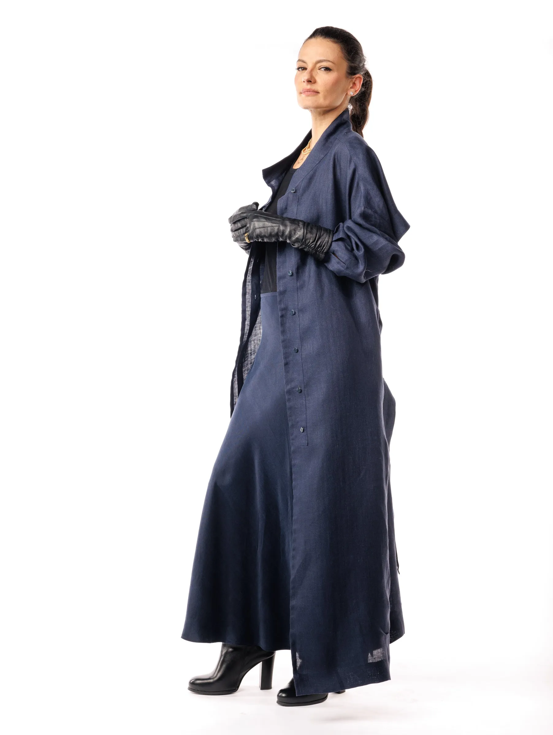 Marina Dream Linen Cape Dress