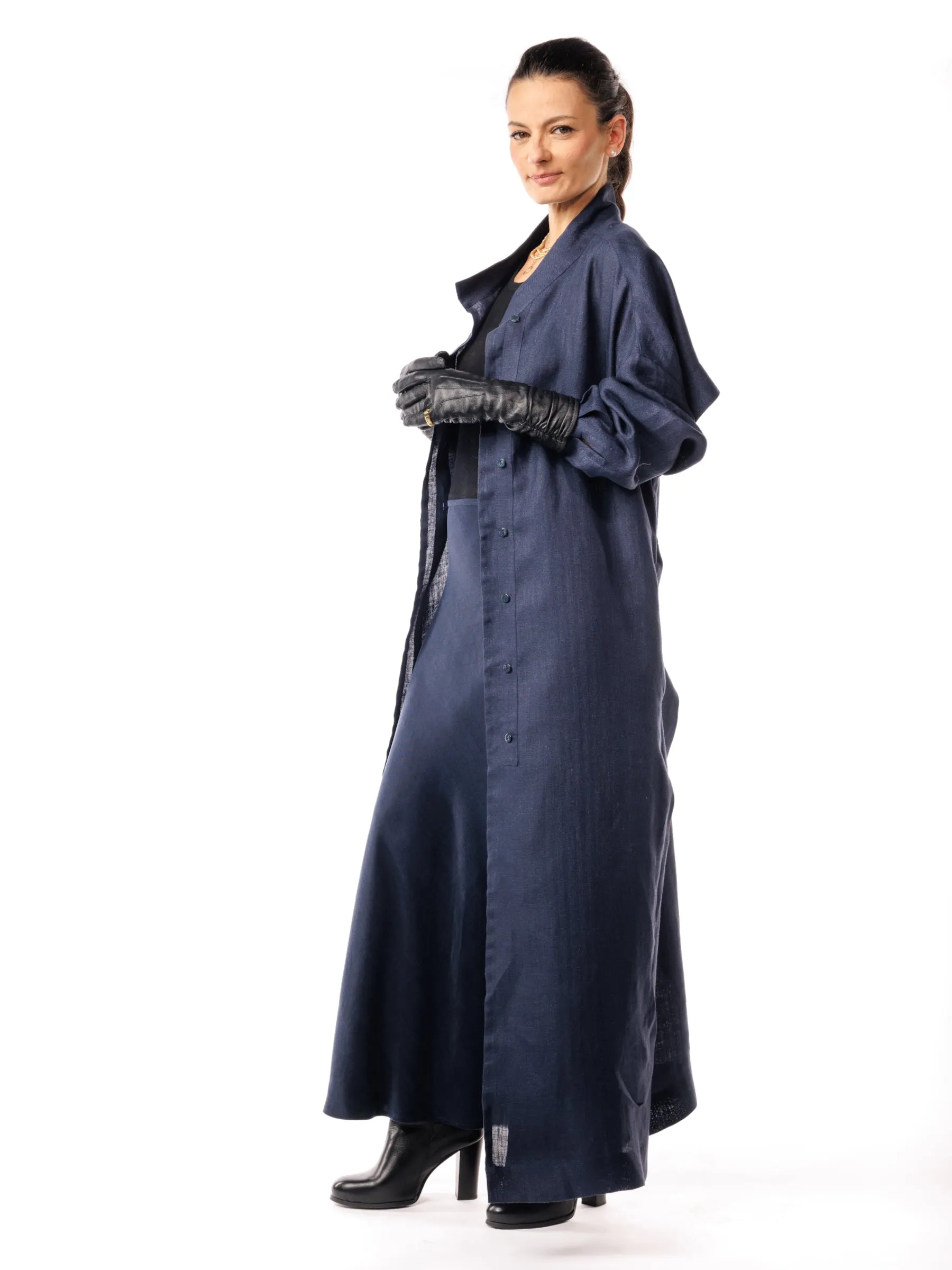 Marina Dream Linen Cape Dress