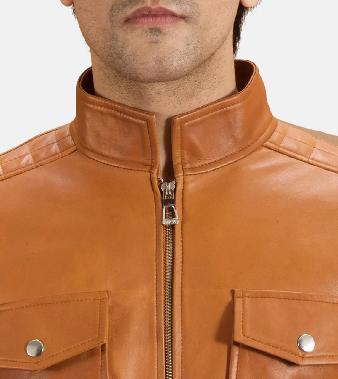 Men's Camel Brown Biker Leather Jacket