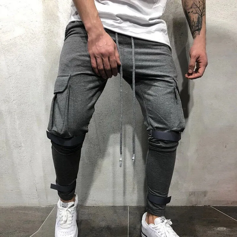 Men's Casual Skinny  Sweatpants Patchwork Joggers