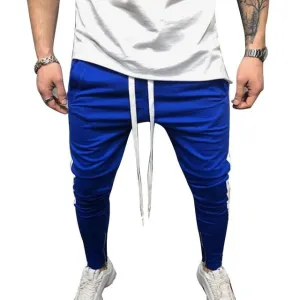 Men's Fitness Blue & White Joggers Sweatpants