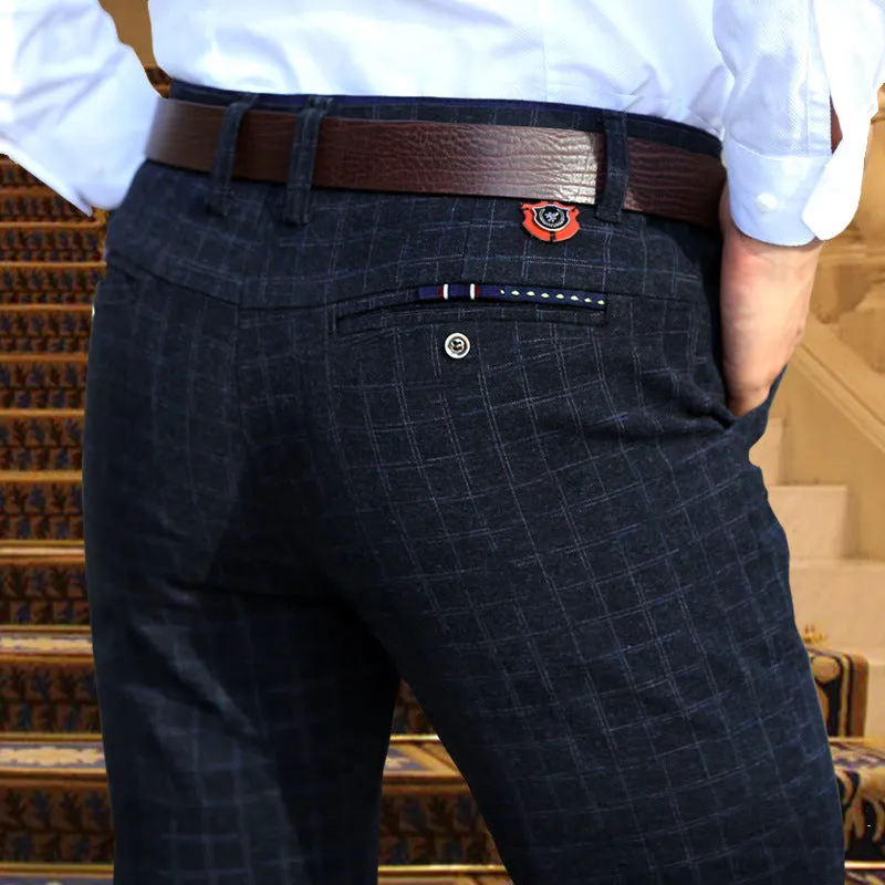 Men's Spring Stretch Classic Plaid Dress Pants