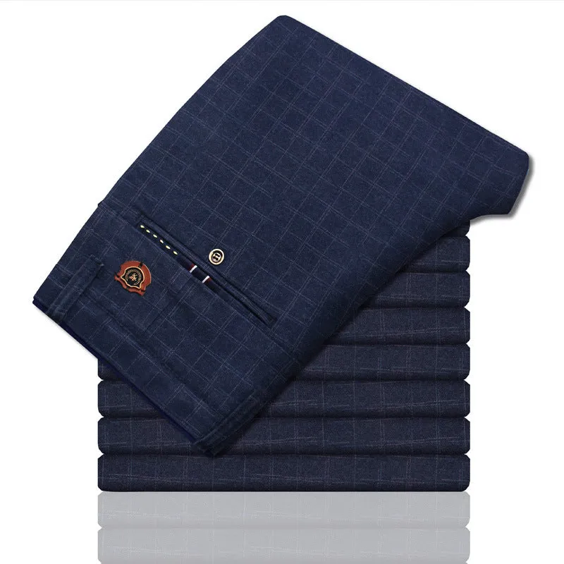 Men's Spring Stretch Classic Plaid Dress Pants