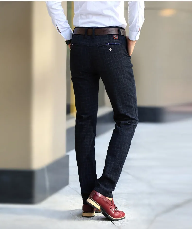 Men's Spring Stretch Classic Plaid Dress Pants