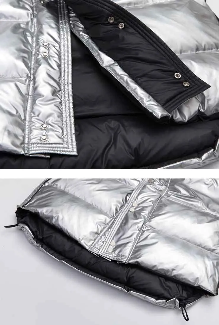 Metallic Loose Warm Bubble Ankle Length Coat