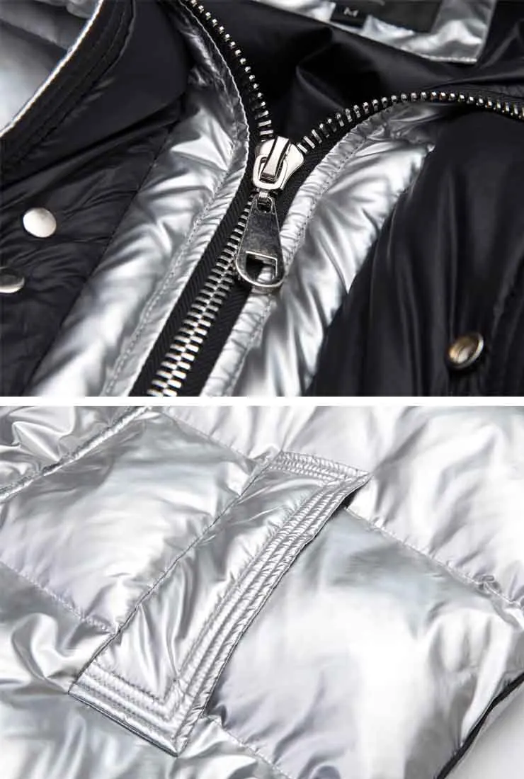 Metallic Loose Warm Bubble Ankle Length Coat