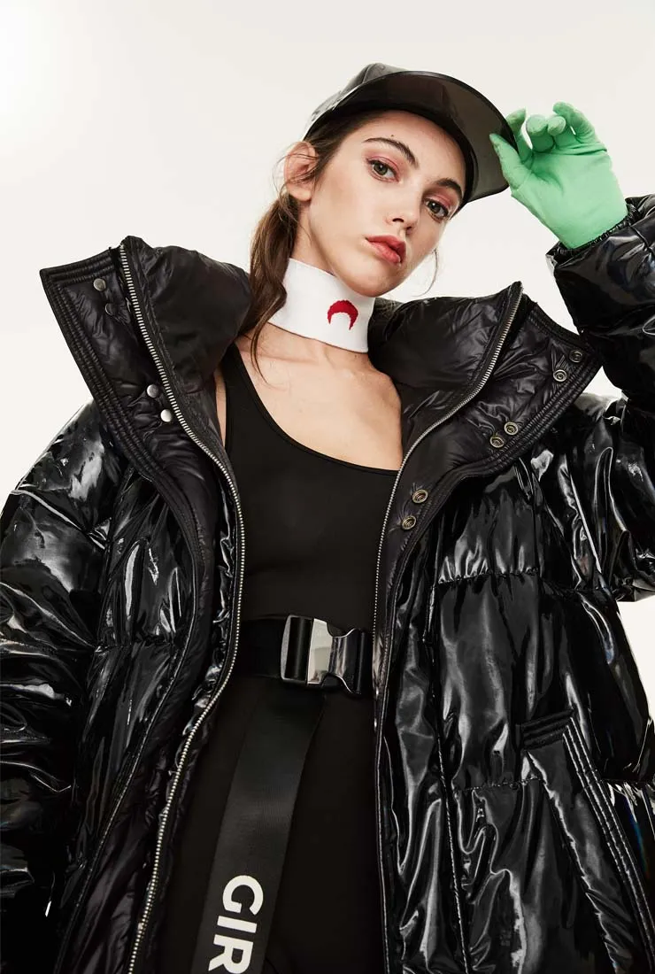Metallic Loose Warm Bubble Ankle Length Coat