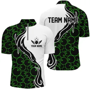 Multi Color Bowling Pattern Custom Men Bowling Quarter Zip Shirts Flame Bowling Team Jerseys Tournament