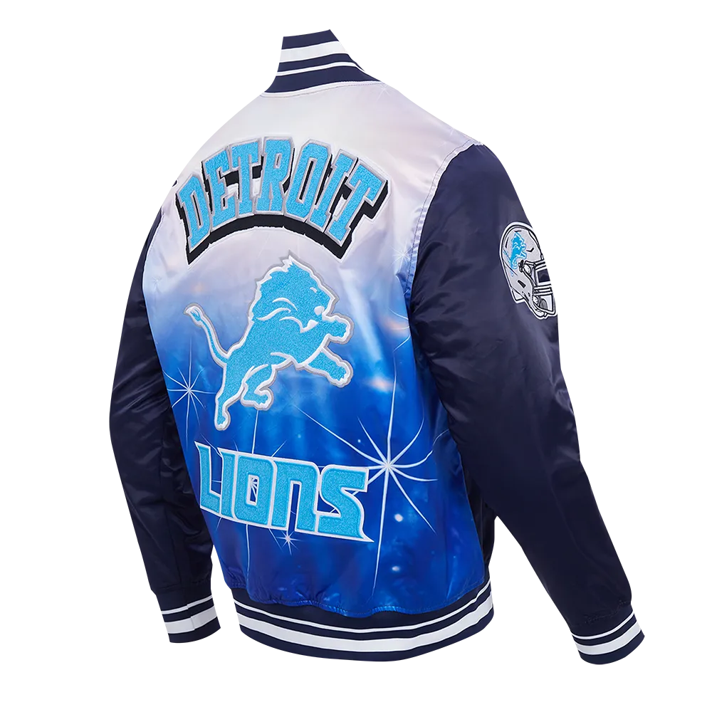 NFL DETROIT LIONS SUBLIMATED MEN'S SATIN JACKET-MIDNIGHT SKY (MIDNIGHT NAVY)