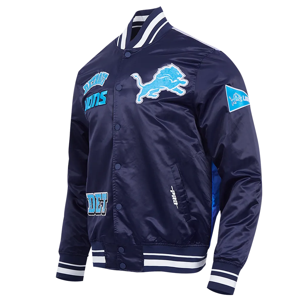 NFL DETROIT LIONS SUBLIMATED MEN'S SATIN JACKET-MIDNIGHT SKY (MIDNIGHT NAVY)