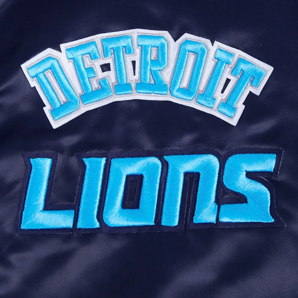 NFL DETROIT LIONS SUBLIMATED MEN'S SATIN JACKET-MIDNIGHT SKY (MIDNIGHT NAVY)