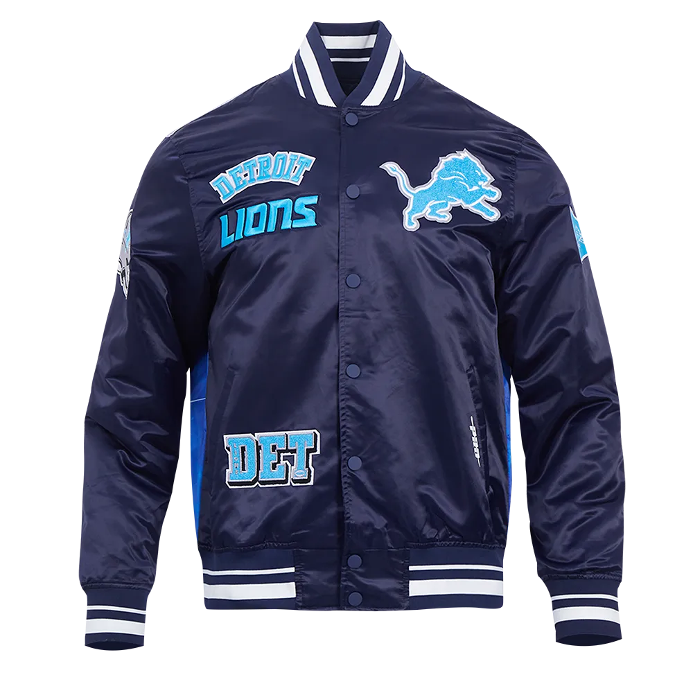 NFL DETROIT LIONS SUBLIMATED MEN'S SATIN JACKET-MIDNIGHT SKY (MIDNIGHT NAVY)