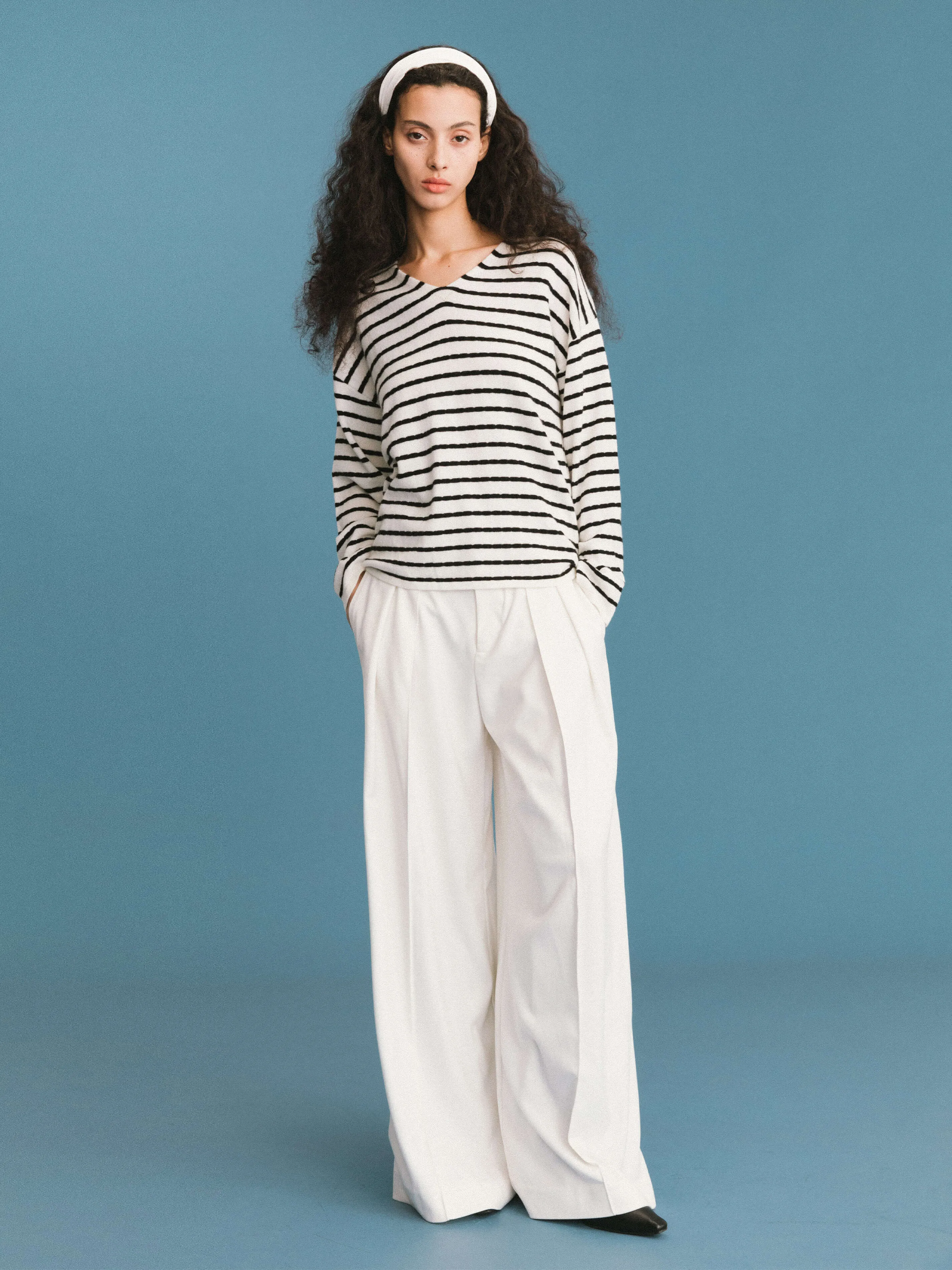 ONE BY CUBIC Striped Wool Knitted Jumper