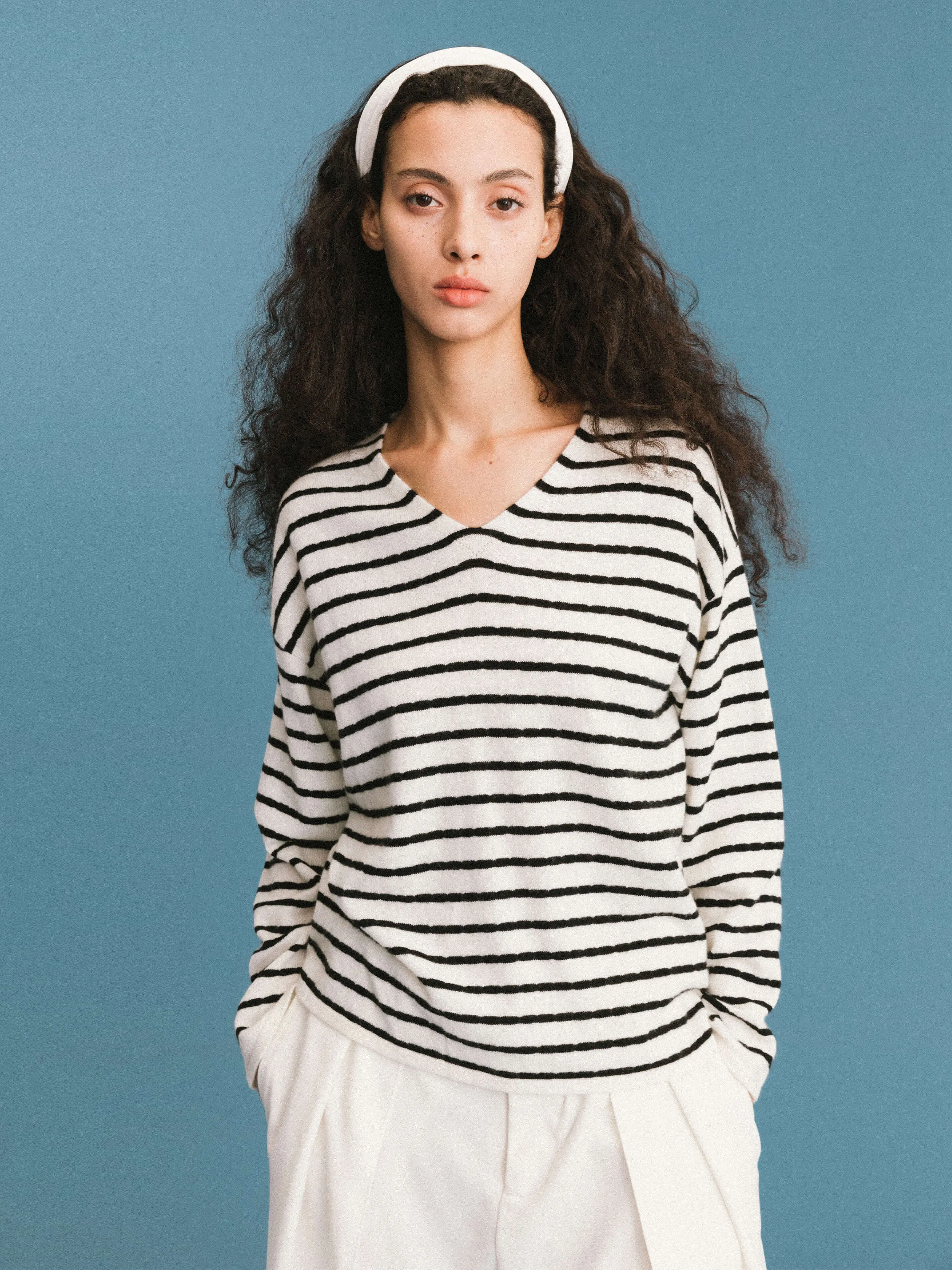 ONE BY CUBIC Striped Wool Knitted Jumper