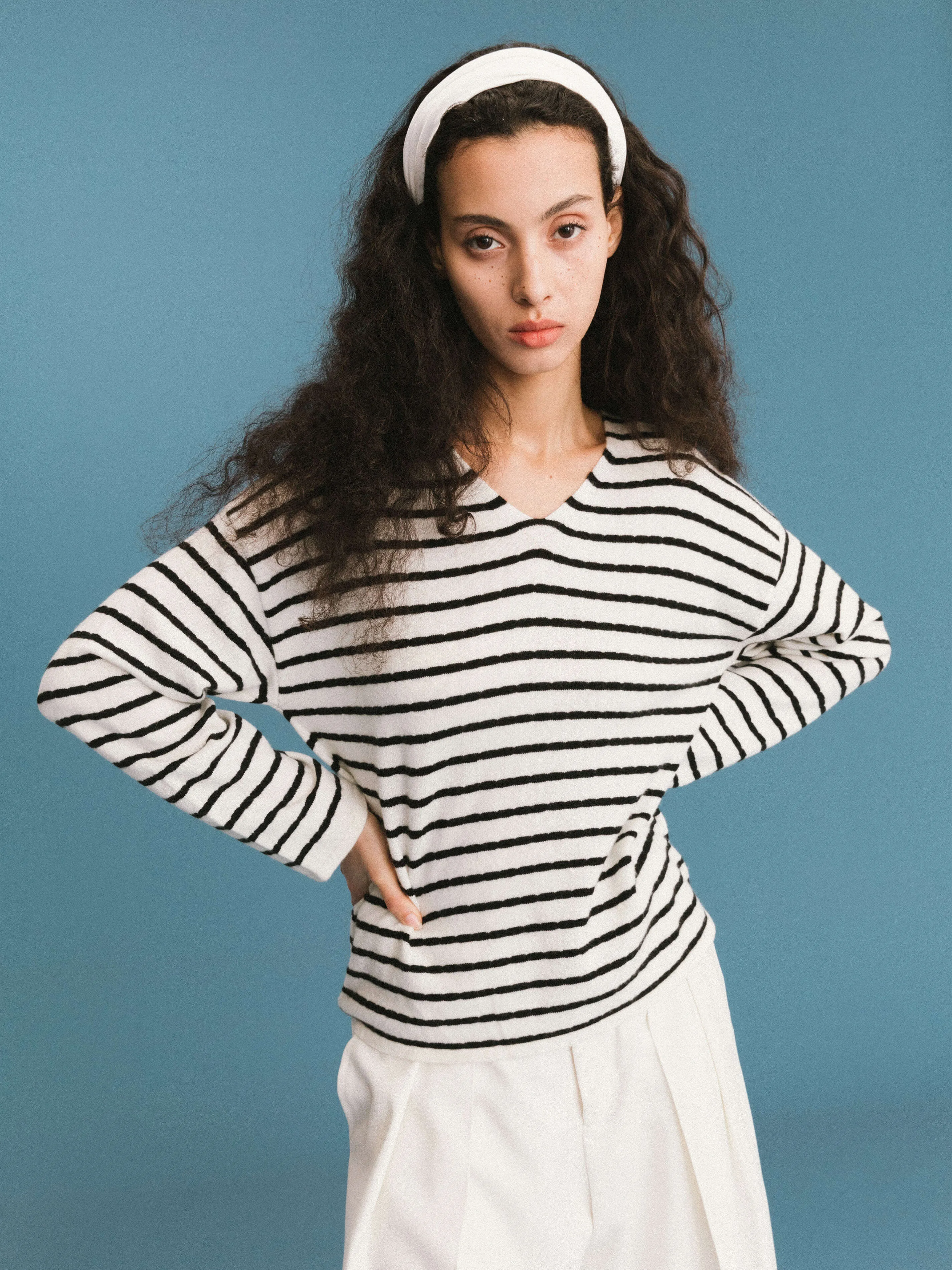 ONE BY CUBIC Striped Wool Knitted Jumper