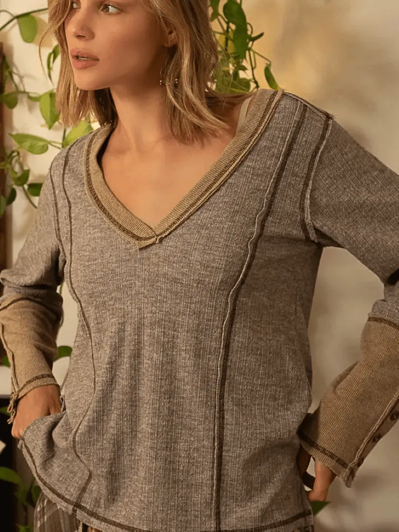 Overlock Textured Knit Top