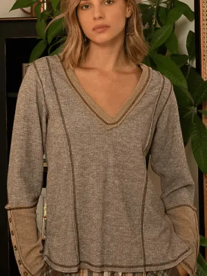 Overlock Textured Knit Top