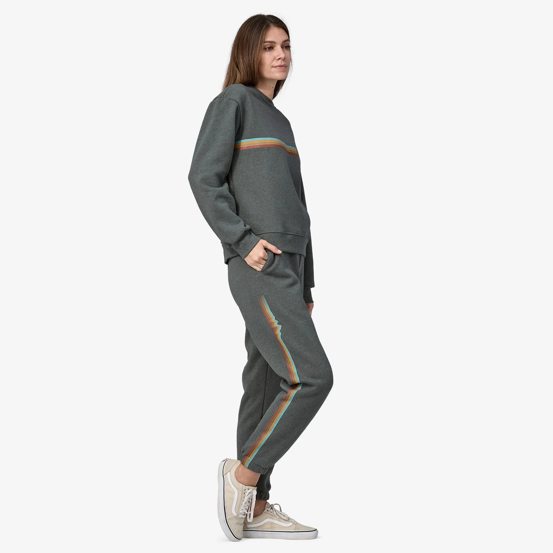 Patagonia Women's Ridge Rise Stripe Uprisal Sweatpants - Nouveau Green