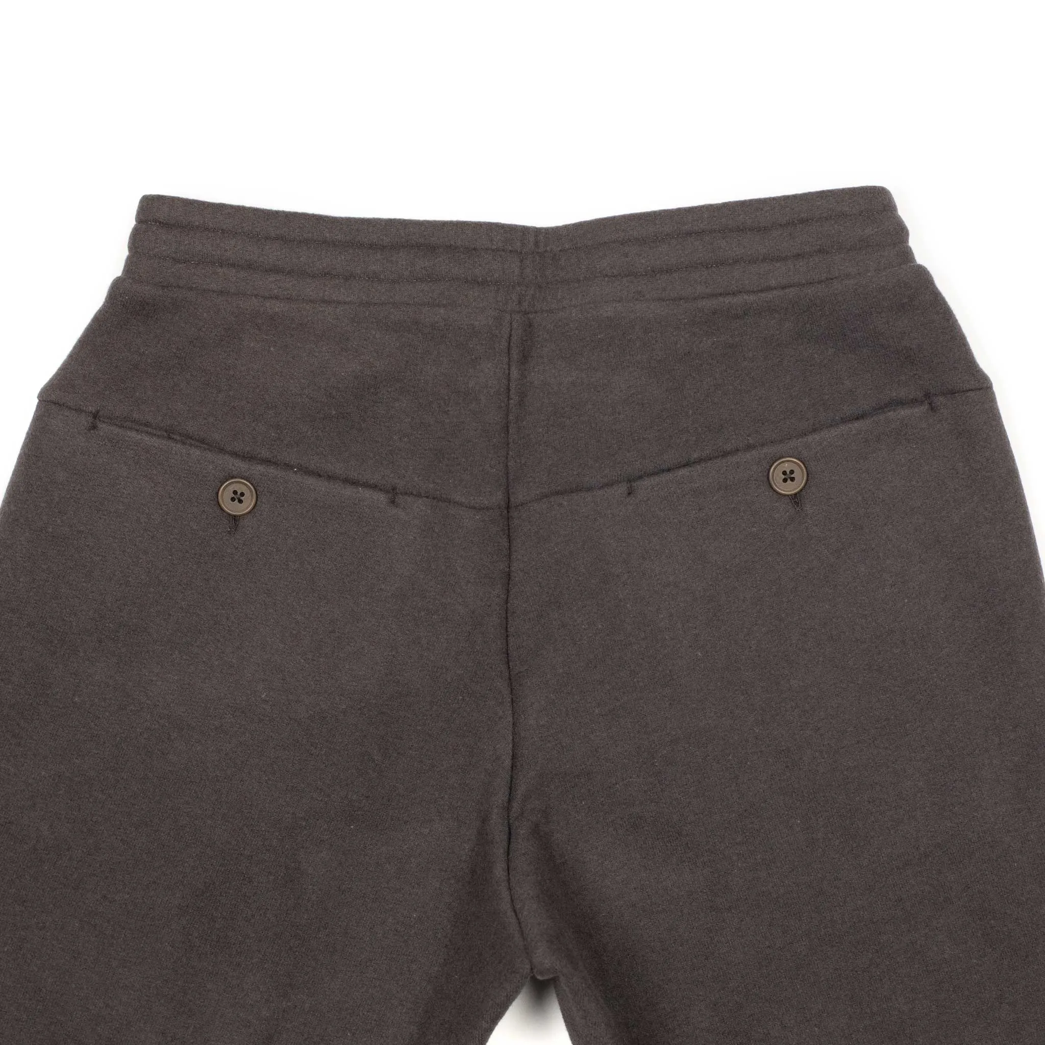 Pin-tuck sweat pants in dark brown cotton and lyocell