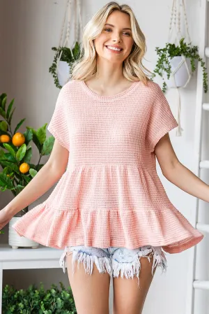 Piper Peplum Top in Pinky Peach