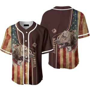 Pitbull Dog American Flag Baseball Jersey, Gift for Men & Women