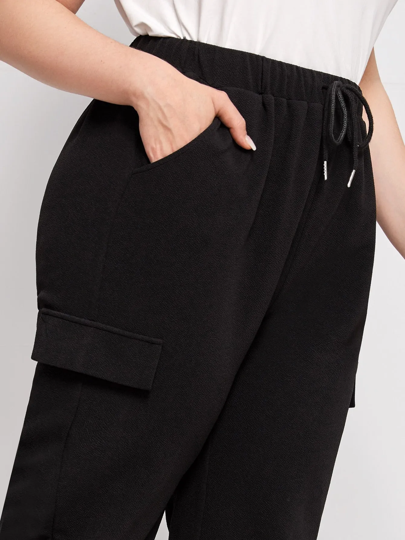 Plain Drawstring Long Plus Size Sweatpants