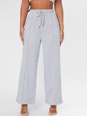 Plain Drawstring Natural Cropped Womens Sweatpants