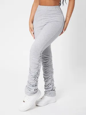 Plain Ruched High Waist Long Women Sweatpants