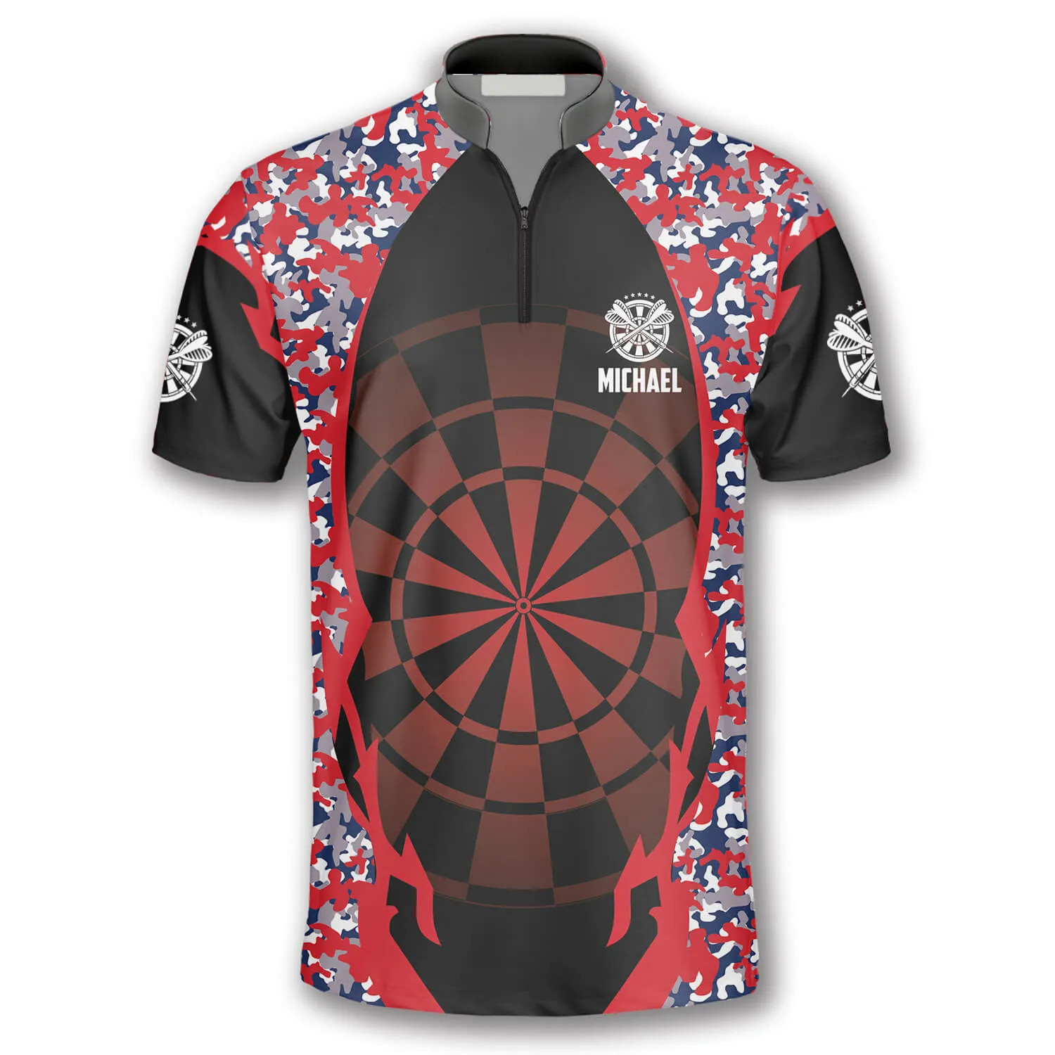 Punisher Skull Red Camouflage Custom Darts Jerseys for Men, Idea Gift for Dart Player