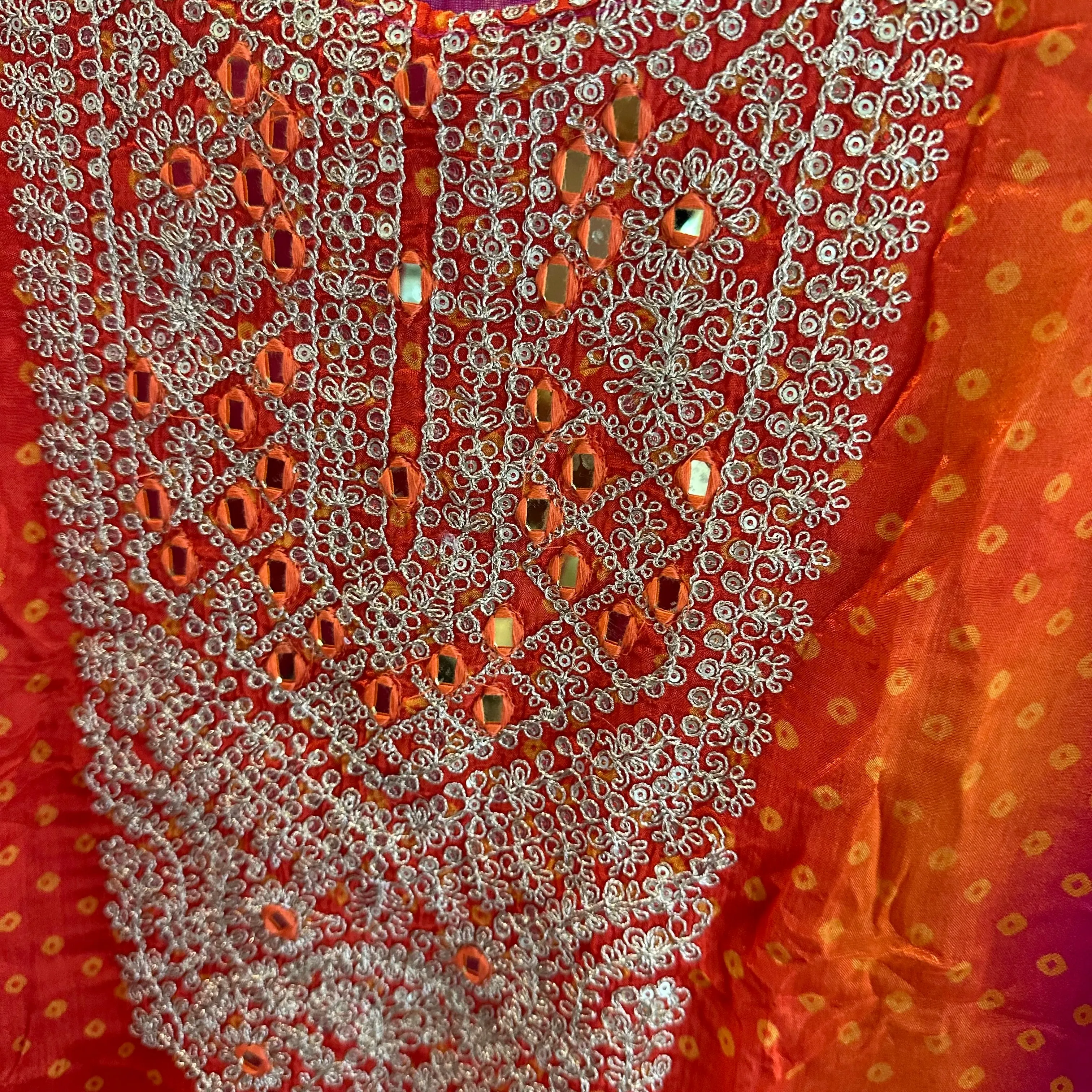 Pure Crepe Bandhini Design Salwar Suit with Gotta Patti