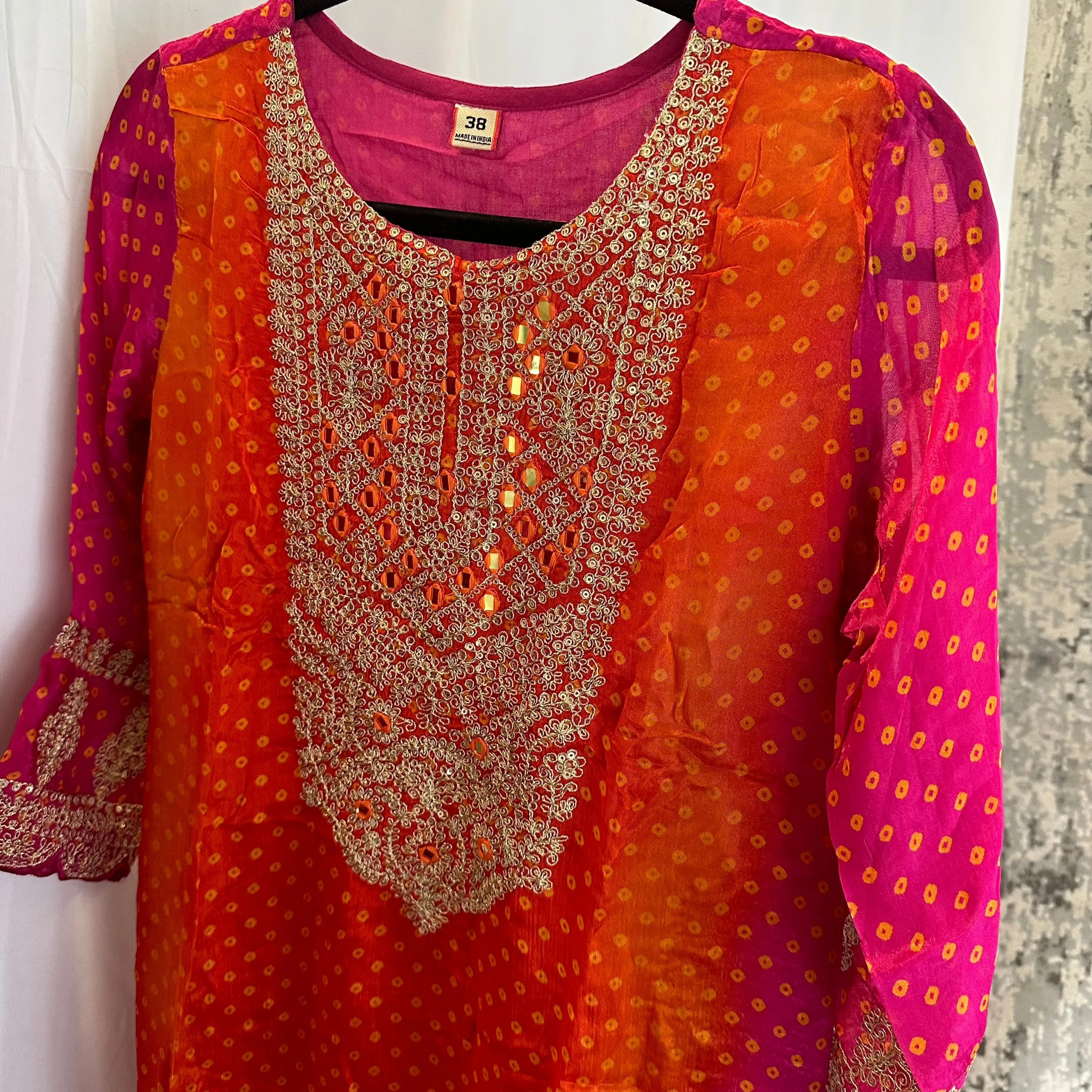 Pure Crepe Bandhini Design Salwar Suit with Gotta Patti