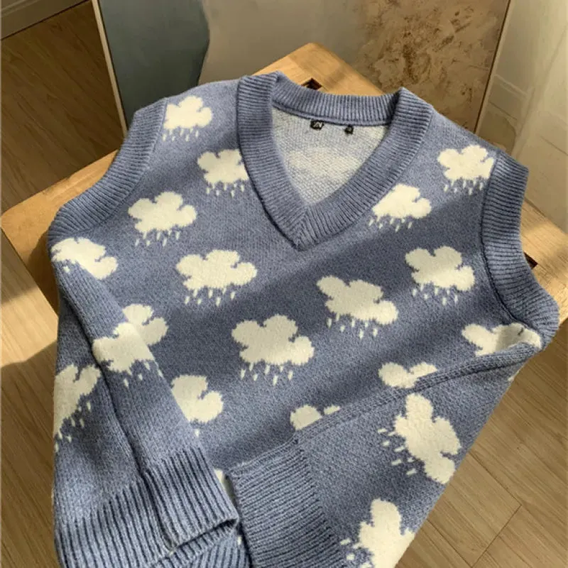 Rainy Cloud Knit Vest Women