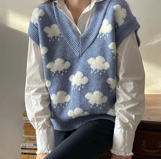 Rainy Cloud Knit Vest Women