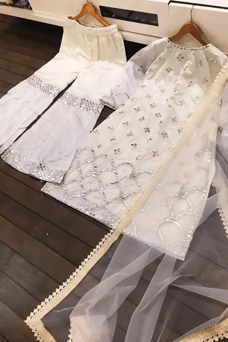 Raksha Bandhan Special White Sharara Suit Design
