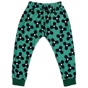 Raspberry Republic Spinning Windmills Green Velour  Baby and Toddler Sweatpants