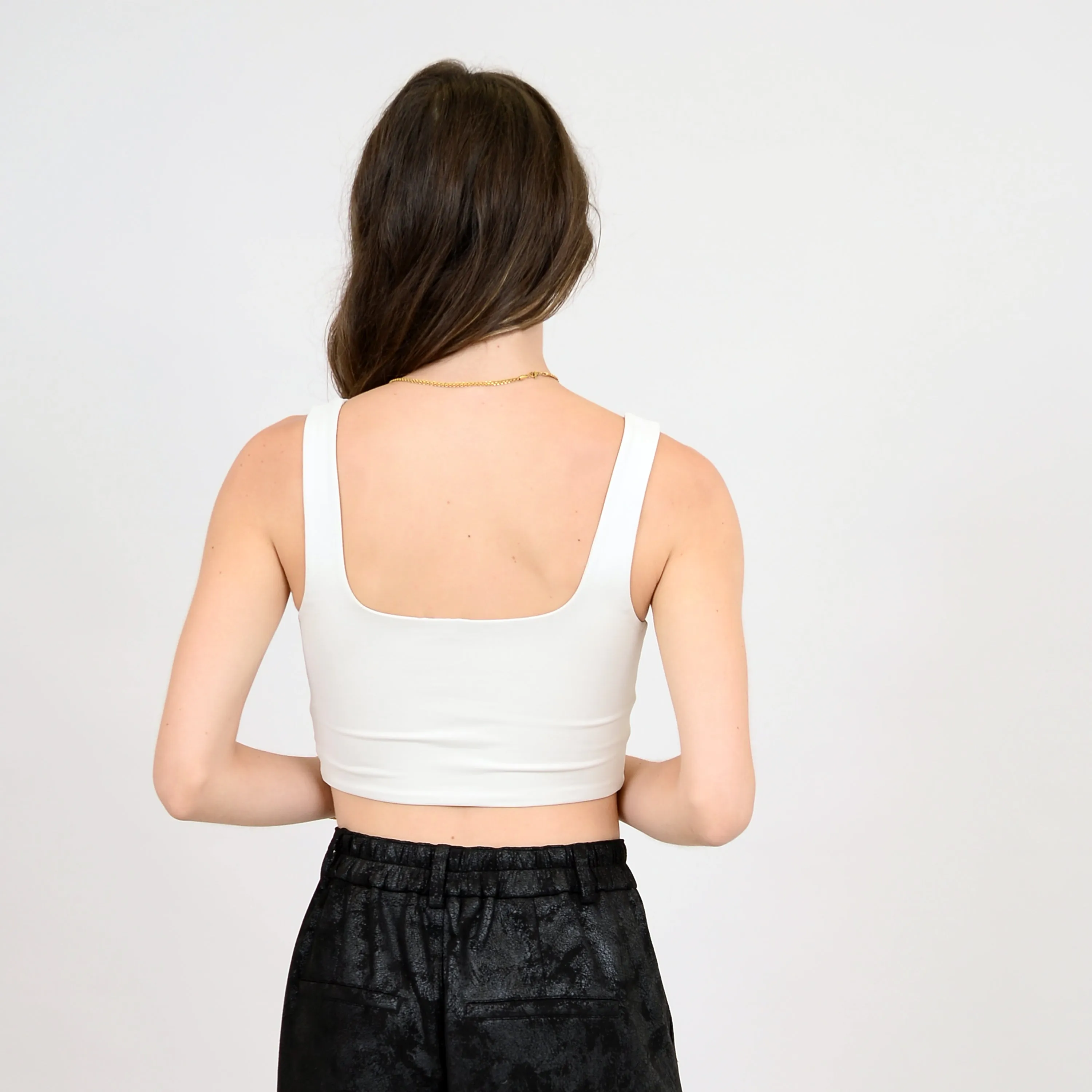 RD STYLE SEDOND SKIN WOMEN'S CATHERINA CROPPED TANK TOP-DARK IVY, CHAMPAGNE