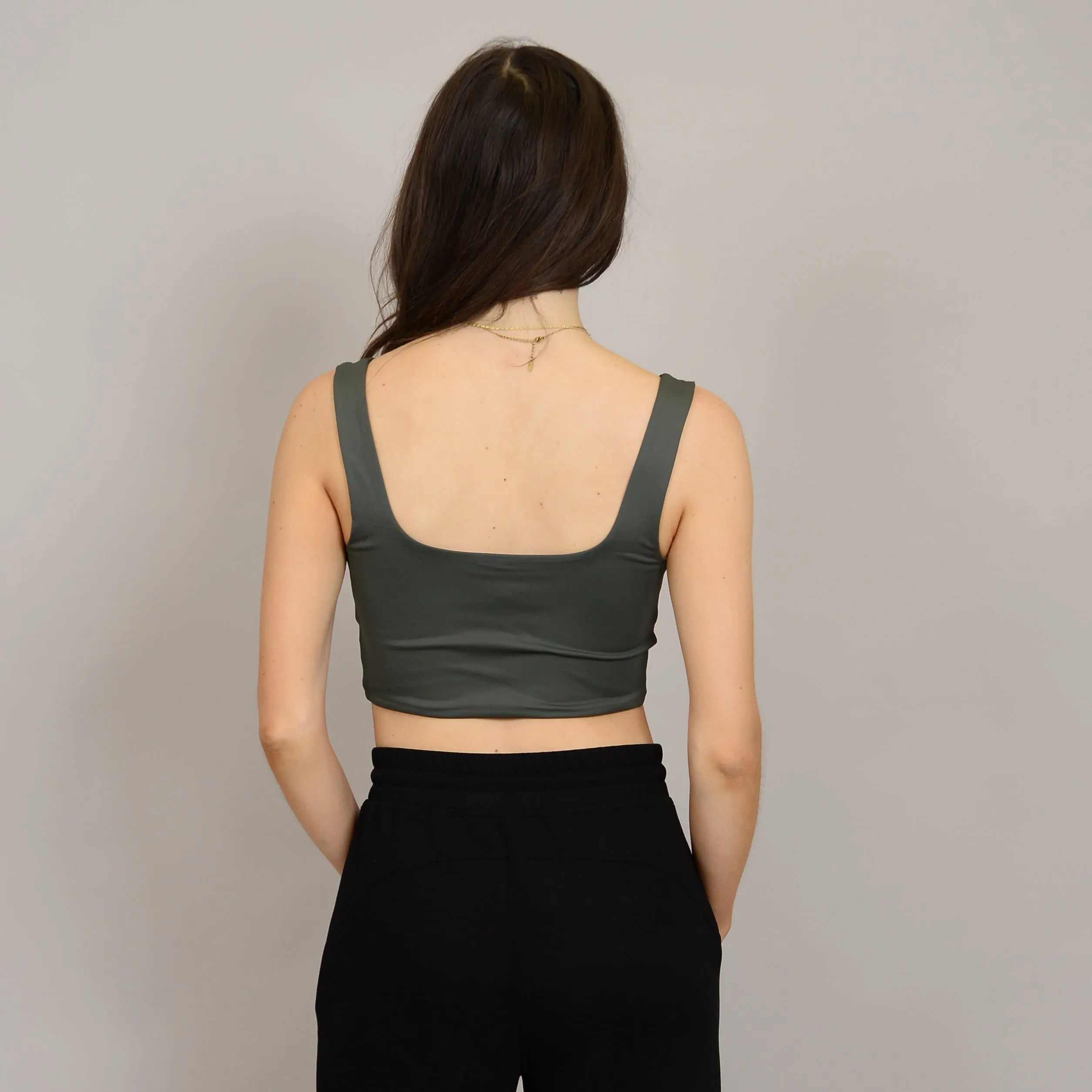 RD STYLE SEDOND SKIN WOMEN'S CATHERINA CROPPED TANK TOP-DARK IVY, CHAMPAGNE