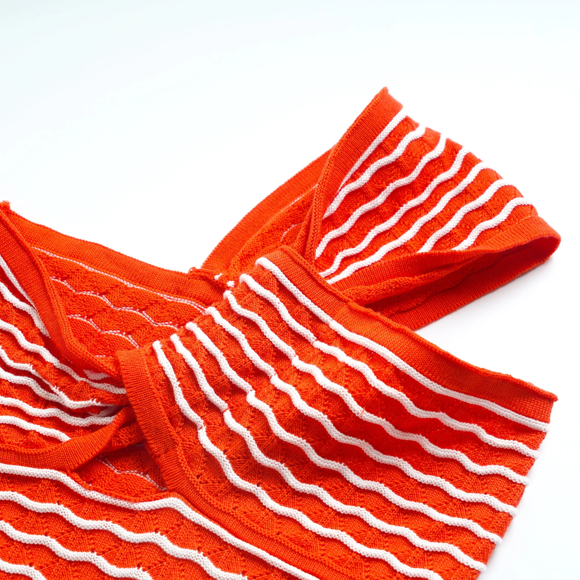 Red Striped One Shoulder Knit Crop Top
