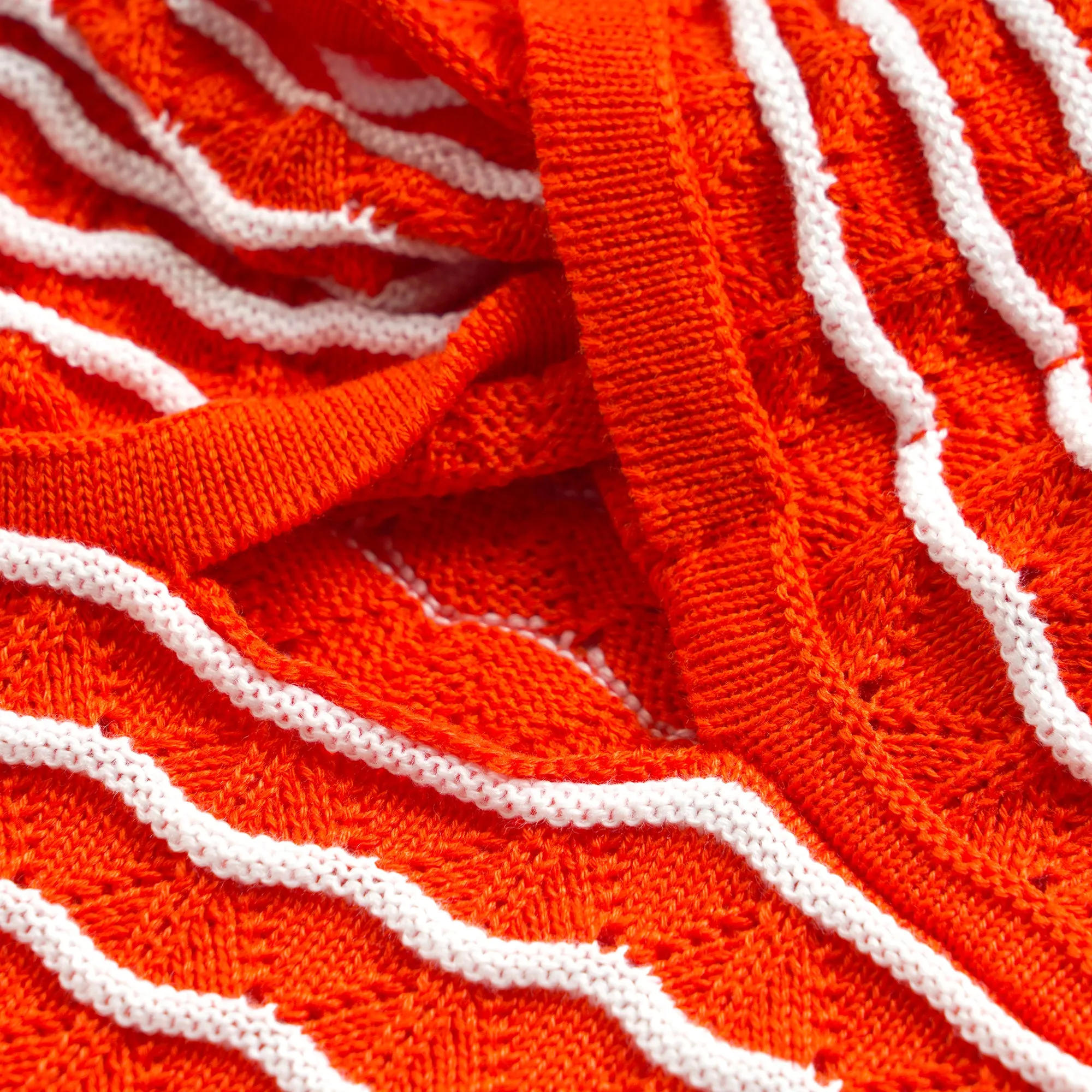 Red Striped One Shoulder Knit Crop Top