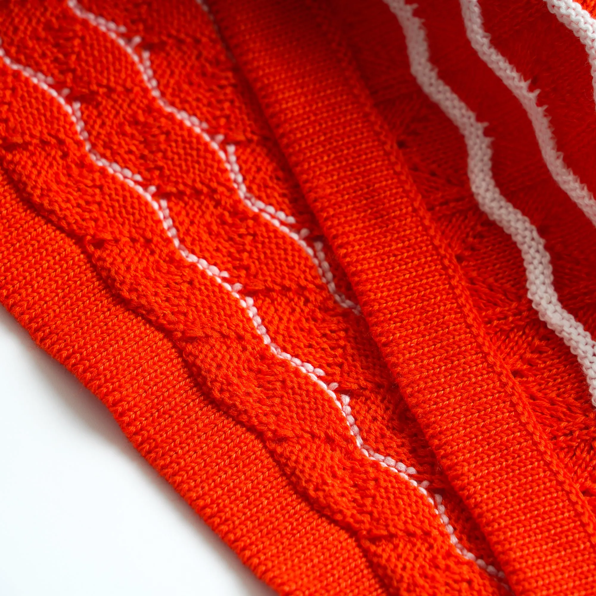 Red Striped One Shoulder Knit Crop Top