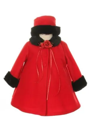 SALE KD166 Red Fleece Coat & Hat Set (sizes 3-24 months)