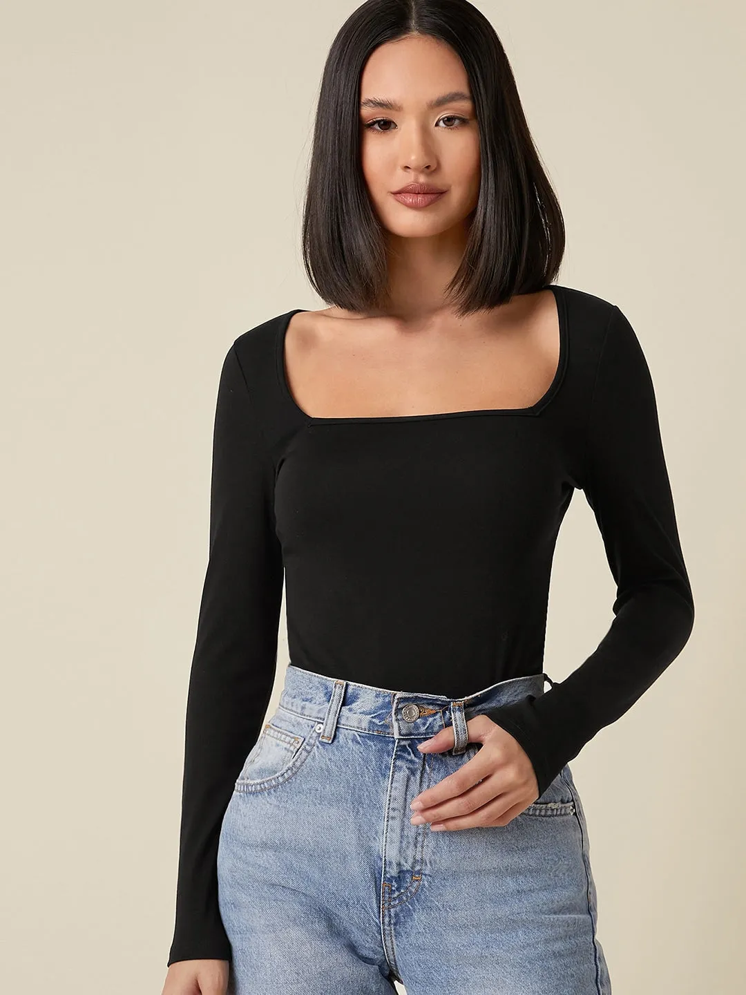 Scarlet Square-Neck Knit Top