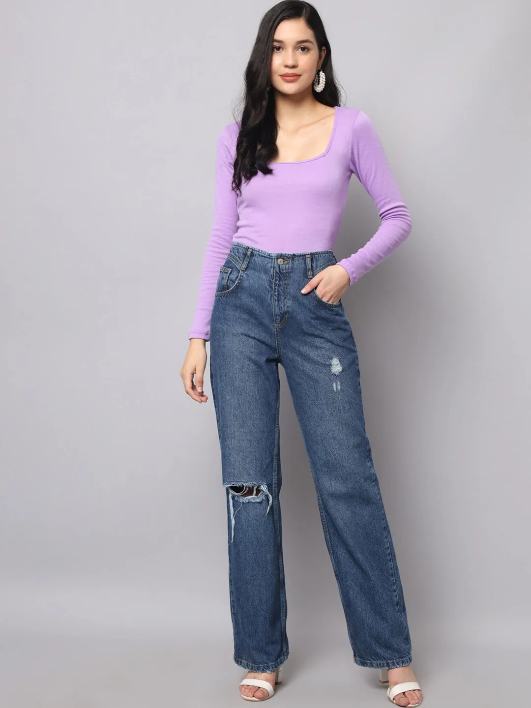 Scarlet Square-Neck Knit Top
