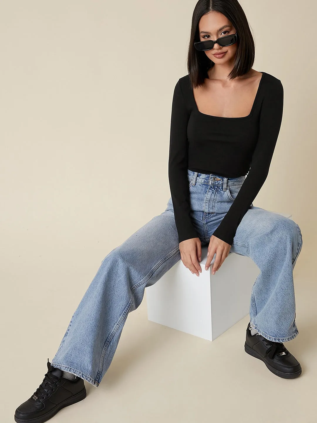 Scarlet Square-Neck Knit Top