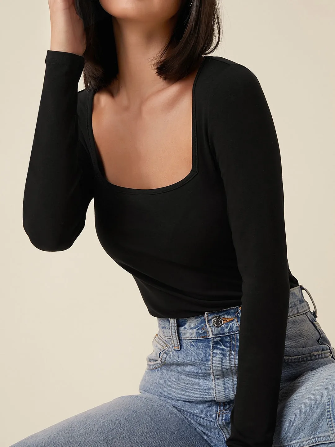 Scarlet Square-Neck Knit Top