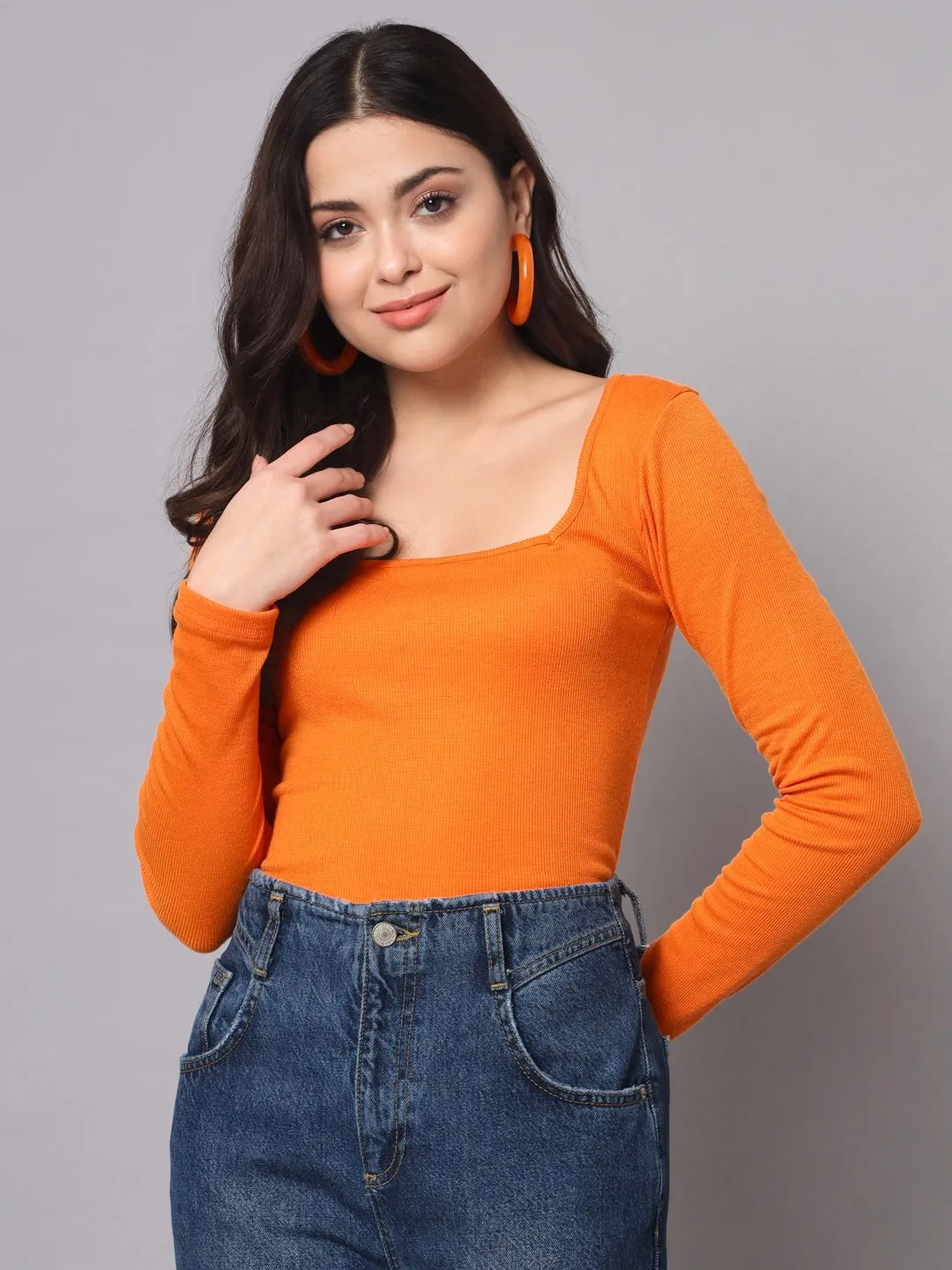Scarlet Square-Neck Knit Top