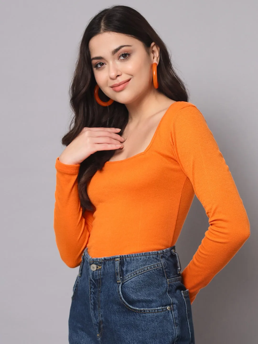 Scarlet Square-Neck Knit Top